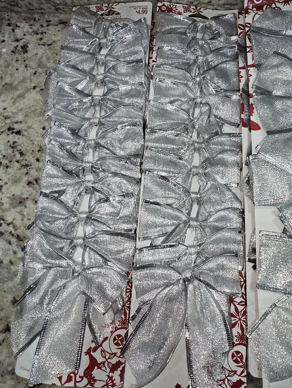 2006 Target Holiday Silver Wired Bows - Small & Large- 12 Packs - 80 Bows Total